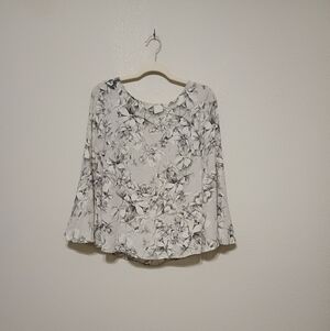 Rose & Olive Black and White Floral Blouse
